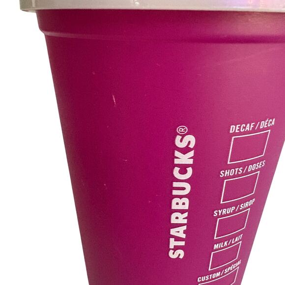 Starbucks Magenta Travel Mug w/ Green Logo & Iridescent Lid EUC - Picture 9 of 9
